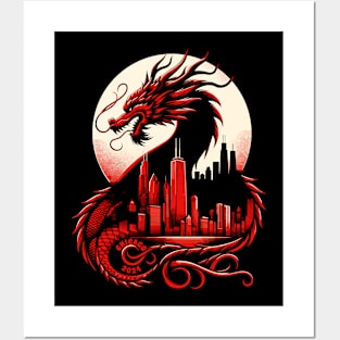 Fiery Chicago Dragon - Lunar New Year 2024 Posters and Art